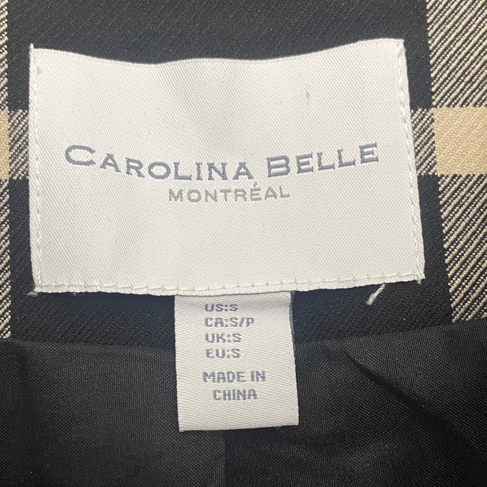 Carolina Belle Montreal Black & White Windowpane Plaid Longline Blazer Coat S - Picture 5 of 5